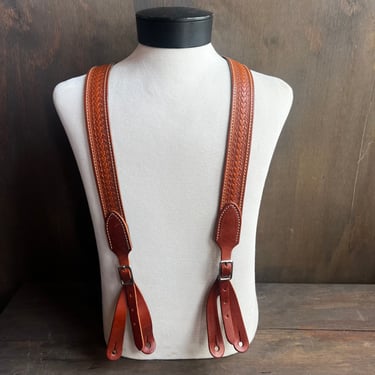 Tooled Leather Suspenders