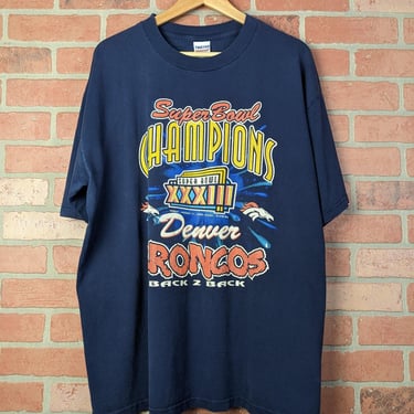 Vintage 90s NFL Denver Broncos Back-2-Back Superbowl Champions ORIGINAL Sports Tee - Extra Large 