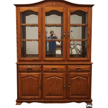 AMISH OAK Gallery Salem, SD Solid Oak Rustic Country French 63" Lighted Display China Cabinet 