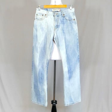 90s Y2K Men's Levi's 527 Jeans - 30" waist - Distressed Bleached Light Blue - Low Boot Cut - Vintage 1990s 2000s - 31" inseam 