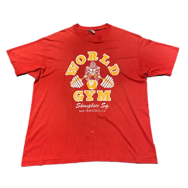 (2XL) Red World Gym Hanes Fifty Fifty T-Shirt 070322 RK