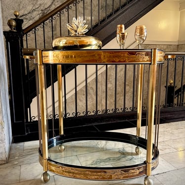 1970's Acid Etched Brass Serving Trolly - SOLD