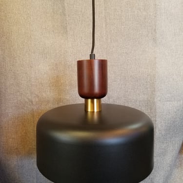 Contemporary Metal and Wood Pendant Light