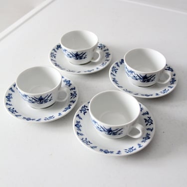 vintage Porsgrund Varefakta porcelain tea cups and saucers set/4 