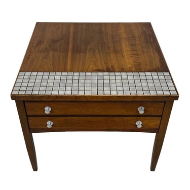 Vintage 60s Mid Century Modern Lane Monte Carlo Side Table with Italian Inlay Tile 