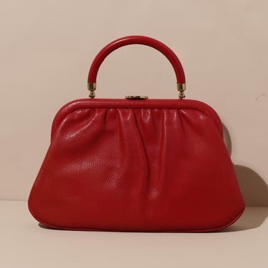 Vintage Faux Leather Red Handbag, Vintage Jana Purse, 