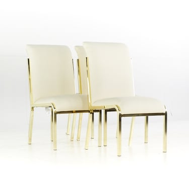 Milo Baughman Style Mid Century Brass Dining Chairs - Set of 4 - mcm 