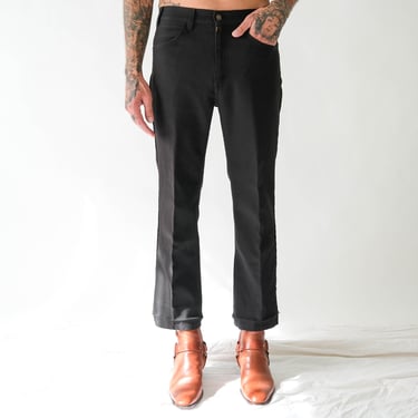Vintage 90s LEVIS Black Sta Prest Bootleg Pants | Size 33x29 | 100% Polyester | Rockabilly, Mod, Ska | 1990s LEVIS Designer Flare Leg Pants 