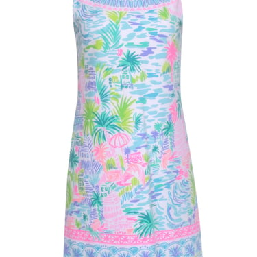 Lilly Pulitzer - White w/ Blue, Pink, &amp; Green Print Dress Sz S