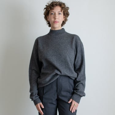 Y2K Barneys heathered gray cashmere mock neck sweater // XL (2097) 