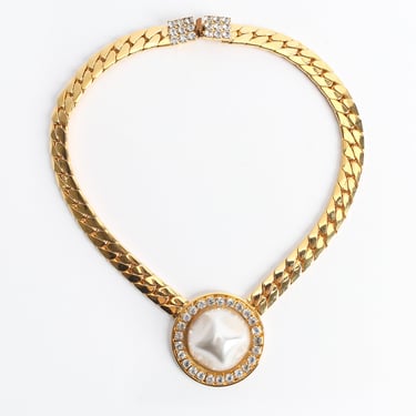 Pearl Rhinestone Pendant Necklace