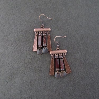 Southwest copper and jasper chandelier earrings 