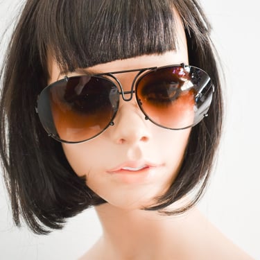 1980s NOS Brown and Black Aviator Sunglasses 