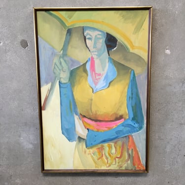 &quot;Lady with Parasol&quot; Oil on Canvas Painting by Pauline Rosenberg