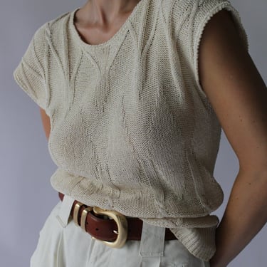 Beautiful Vintage Christian Dior Cream Knitted Silk Top