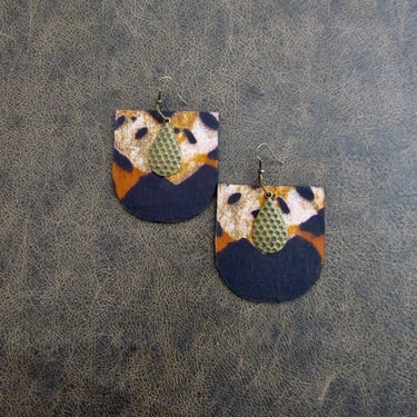 African print earrings, Ankara earrings, wood earrings, bold statement earrings, Afrocentric earrings, purple earrings, batik earrings 3 