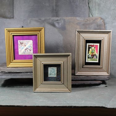 Antique Framed Global Stamps | Dark Academia Decor | Authentic Stamps from Around the World Mounted and Framed | Bixley Shop 