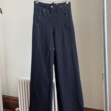 1950’s vintage Navy blue wool sailor pants with lace up back 