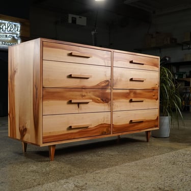 Lowboy Dresser, 8 Drawers, Mid-Century Dresser, Modern Lowboy, 8 Drawer Lowboy, Solid Hardwood Dresser (Shown in Walnut) 