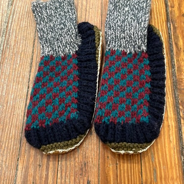 Berkley Knit Slipper Sock Navy Blue + Teal Sample