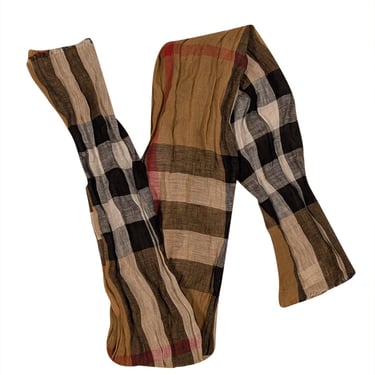 Burberry - Tan, Red, White, & Black Plaid Linen Scarf