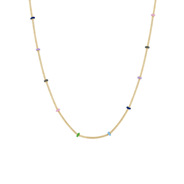 Mixed Color Bar and Bead Chain Necklace