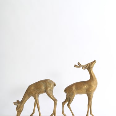 Vintage solid brass Stag deers figures 