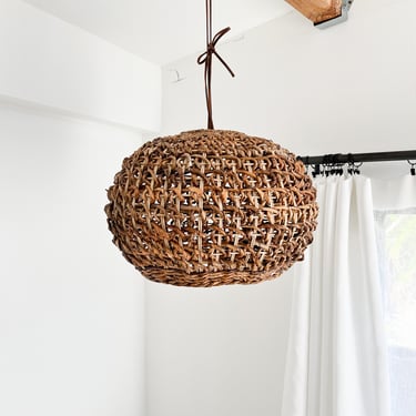 Round Water Hyacinth Organic Pendant Light - Lg, Sm 