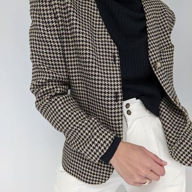 Vintage Woven Houndstooth Blazer