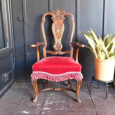 Rouge Carved Arm Chair With Mohair Fabric (Sold Individually)