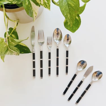 Stanley Roberts Safari Black Flatware Set Service for 12