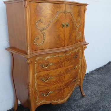 French Early 1900s Carved Serpentine Tall Chest of Drawers 3779