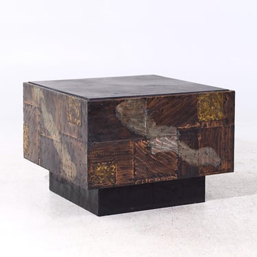 Paul Evans Mid Century Welded and Patinaed Steel Patchwork Side Table - mcm 