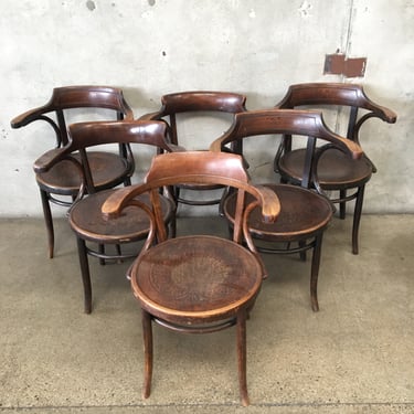 Set of Six Antique Bentwood Dining Arm Chairs