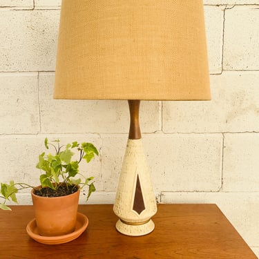 Ceramic 1960s Teak Table Lamp