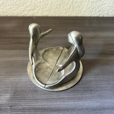 Vintage Terufim Handcrafted Israeli Pewter Art Man and Woman Embrace Figurine Home Decor 