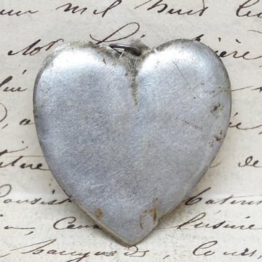 Antique  Silver Heart Ex Voto, Sacred Heart of Jesus, Vintage Religious Milagro 