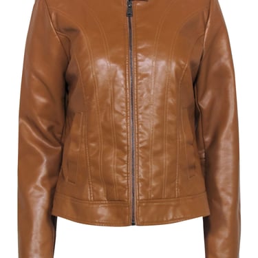 Bernardo - Tan Vegan Leather Zipper Front Jacket Sz M