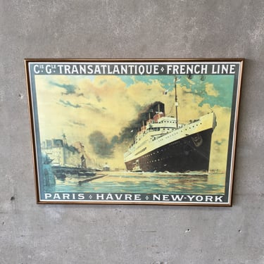 Vintage C.G. Transatlantique French Line Poster Framed