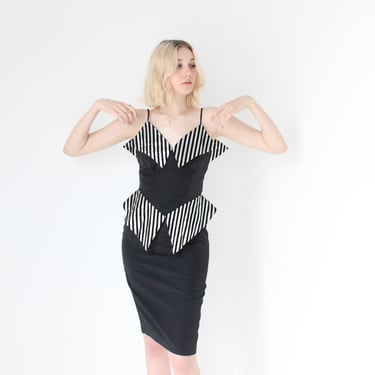 white christmas dresses Vintage 80s One Shoulder Avant Garde Wiggle Cocktail Dress – STORE242 main image 0