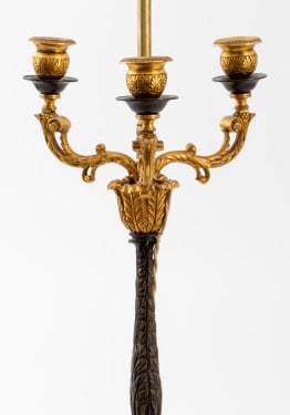 Louis Philippe Style Ormolu Patinated Bronze Lamp