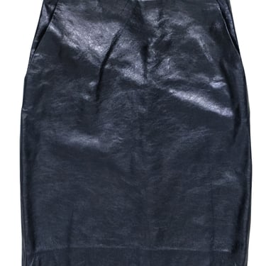 Theory - Dark Navy Textured Lamb Leather Skirt Sz 00