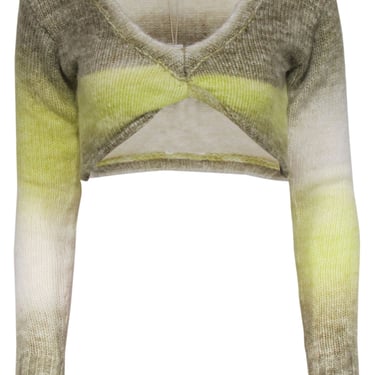 For Love & Lemons - Light Yellow Green Cropped Sweater Sz XS