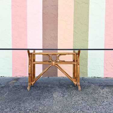 Old Florida Style Rattan Dining Table