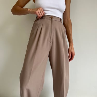 Vintage Perfect Tan Wool Pleated Trousers