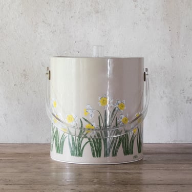 Vintage Daffodil Ice Bucket, Wine Cooler Bucket 