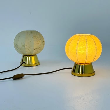 Mid century pair of cocoon gilt base table lamps by Castiglioni Brothers, Italy 1960s 