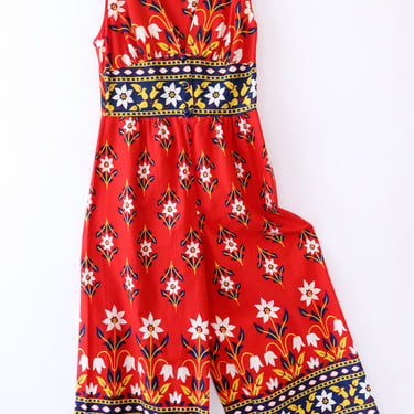 Double Floral Wide Leg Cotton Jumpsuit M