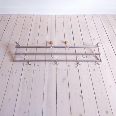 Gunnar Bolin mid century coat rack wall mounted vintage coat rack metal Bauhaus coat rack with hooks aluminum coat rack vintage coat hanger 