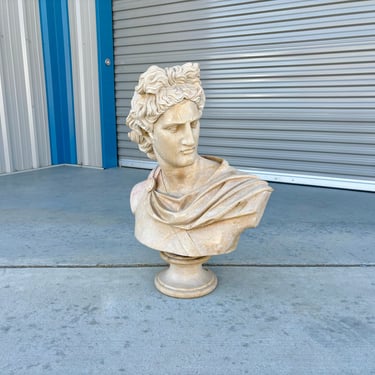Vintage Classical Style Marble Bust of Apollo 
